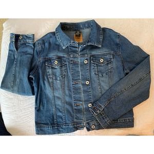 JAG Jeans Womens Cotton Flattering Button Closure Denim Trucker Jacket Size M